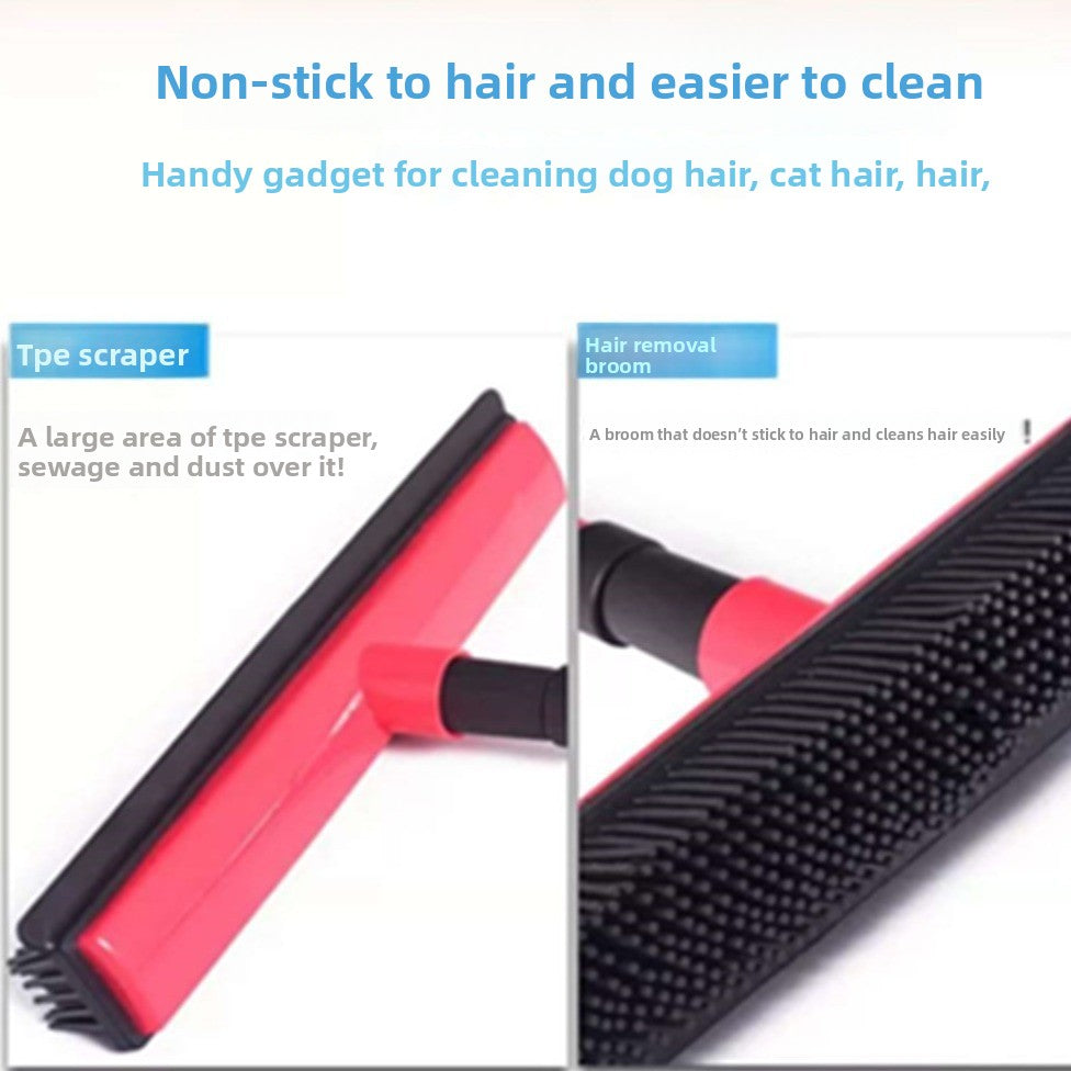 Pet Hair Remover Broom - Rubber Bristle Carpet & Floor Cleaner for Dog & Cat Hair