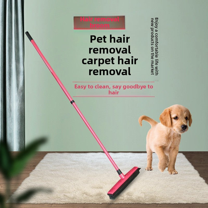 Pet Hair Remover Broom - Rubber Bristle Carpet & Floor Cleaner for Dog & Cat Hair