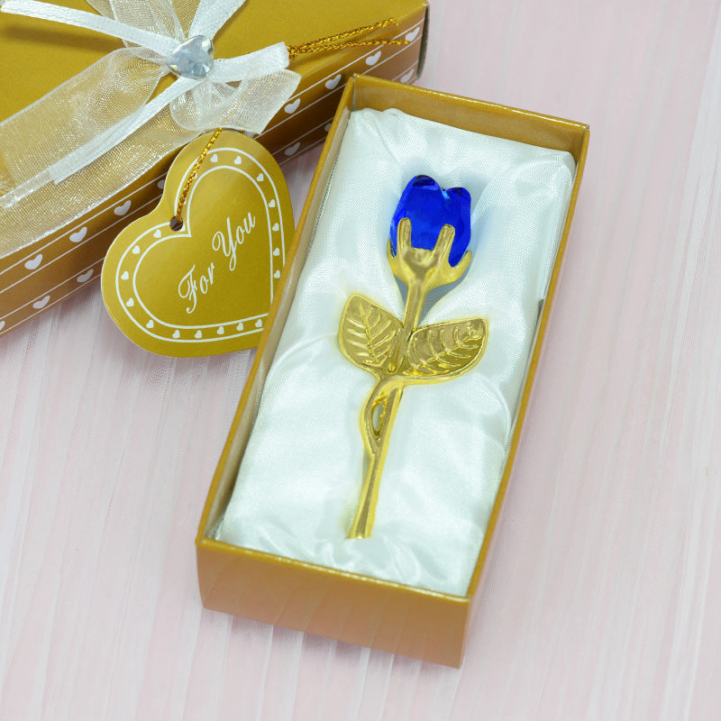 Crystal Rose Ornament - Elegant Gift for Weddings, Valentine's Day & Home Decor