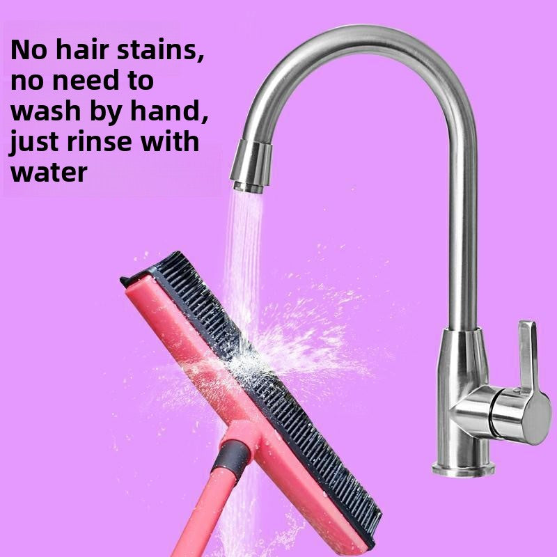 Pet Hair Remover Broom - Rubber Bristle Carpet & Floor Cleaner for Dog & Cat Hair