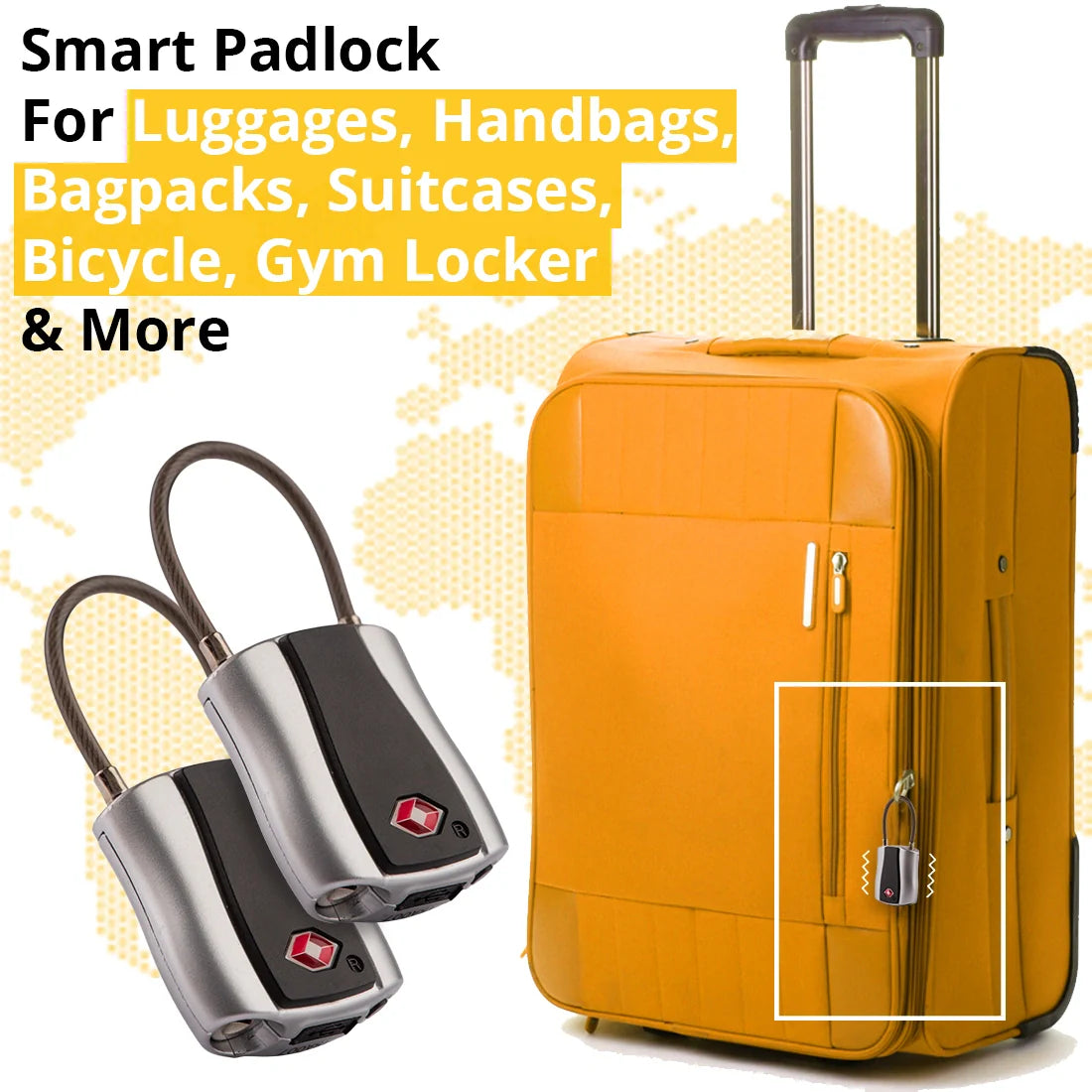 Smart Bluetooth Padlock with GPS Tracking - TSA Approved Travel Lock