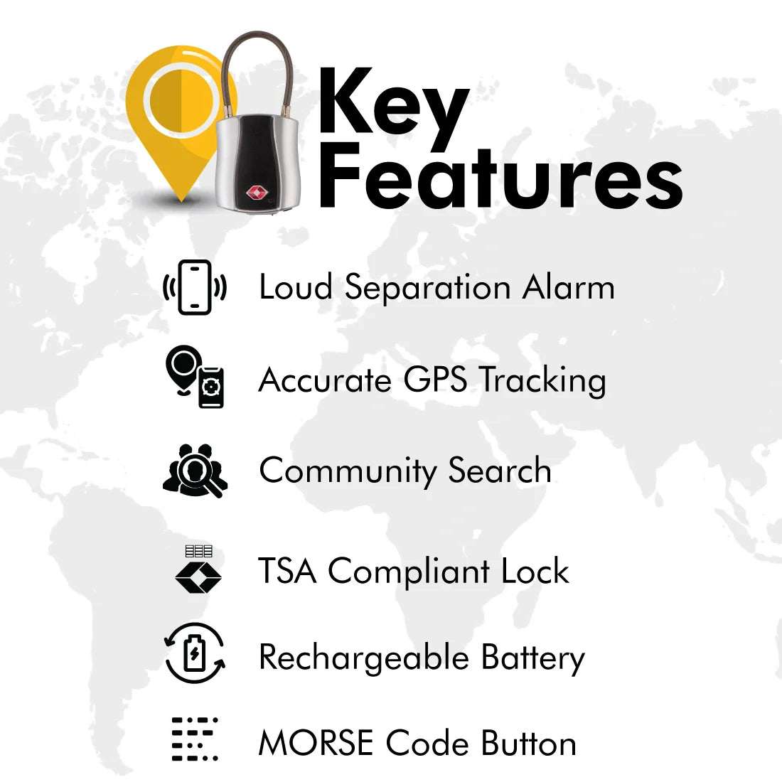 Smart Bluetooth Padlock with GPS Tracking - TSA Approved Travel Lock