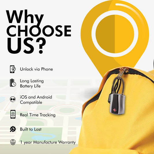 Smart Bluetooth Padlock with GPS Tracking - TSA Approved Travel Lock