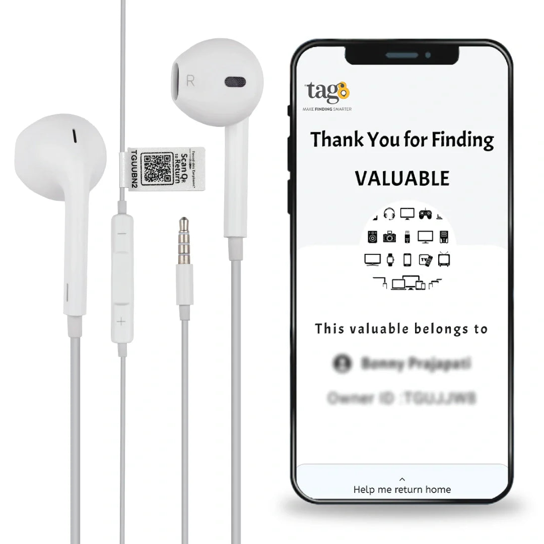 Wired Earphones with QR Code Tracker - Never Lose Your Earbuds Again