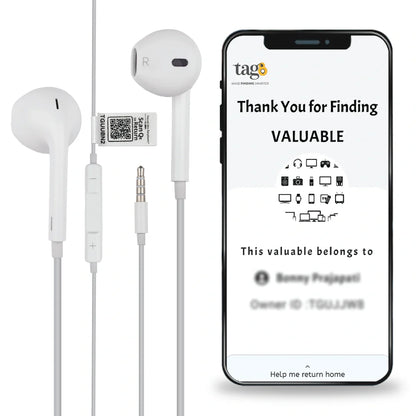 Wired Earphones with QR Code Tracker - Never Lose Your Earbuds Again